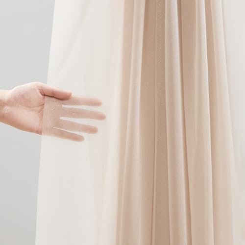 30" x 20Ft Wedding Arch Draping Fabric, 1 Panel Dark Champagne Sheer Curtain Drapes Extra Wide & Long Backdrop, alternate