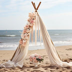 30" x 20Ft Wedding Arch Draping Fabric, 1 Panel Dark Champagne Sheer Curtain Drapes Extra Wide & Long Backdrop, alternate