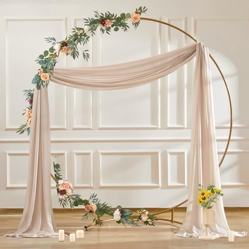 30" x 20Ft Wedding Arch Draping Fabric, 1 Panel Dark Champagne Sheer Curtain Drapes Extra Wide & Long Backdrop, alternate