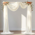 30" x 20Ft Wedding Arch Draping Fabric, 1 Panel Ivory Sheer Curtain Drapes Extra Wide & Long Backdrop Curtains