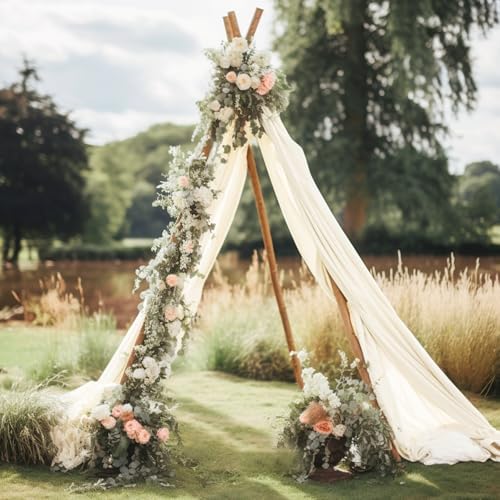 30" x 20Ft Wedding Arch Draping Fabric, 1 Panel Ivory Sheer Curtain Drapes Extra Wide & Long Backdrop Curtains, alternate
