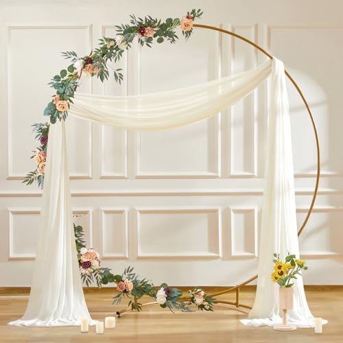 30" x 20Ft Wedding Arch Draping Fabric, 1 Panel Ivory Sheer Curtain Drapes Extra Wide & Long Backdrop Curtains, alternate