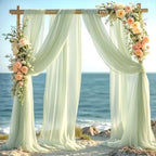 30" x 20Ft Wedding Arch Draping Fabric, 1 Panel Sage Green Sheer Curtain Drapes Extra Wide & Long Backdrop