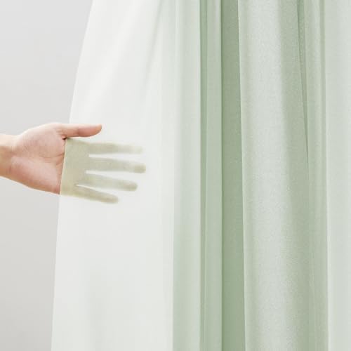 30" x 20Ft Wedding Arch Draping Fabric, 1 Panel Sage Green Sheer Curtain Drapes Extra Wide & Long Backdrop, alternate view 3