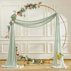 30" x 20Ft Wedding Arch Draping Fabric, 1 Panel Sage Green Sheer Curtain Drapes Extra Wide & Long Backdrop, alternate view 7