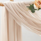 30" x 20Ft Wedding Arch Draping Fabric, 2 Panels Dark Champagne Sheer Curtain Drapes Extra Wide & Long Backdrop, alternate