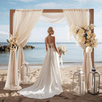 30" x 20Ft Wedding Arch Draping Fabric, 2 Panels Dark Champagne Sheer Curtain Drapes Extra Wide & Long Backdrop, alternate
