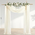30" x 20Ft Wedding Arch Draping Fabric, 2 Panels Ivory Sheer Curtain Drapes Extra Wide & Long Backdrop Curtains