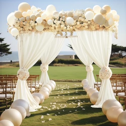 30" x 20Ft Wedding Arch Draping Fabric, 2 Panels Ivory Sheer Curtain Drapes Extra Wide & Long Backdrop Curtains, alternate