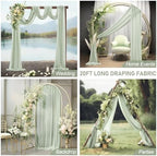 30" x 20Ft Wedding Arch Draping Fabric, 2 Panels Sage Green Sheer Curtain Drapes Extra Wide & Long Backdrop, alternate view 6