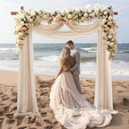 30" x 20Ft Wedding Arch Draping Fabric, 3 Panels Dark Champagne Sheer Curtain Drapes Extra Wide & Long Backdrop, alternate