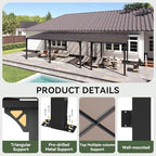 30’x10’ Gazebo with Aluminum Frame & Polycarbonate Panel, Black in Black, alternate view 3