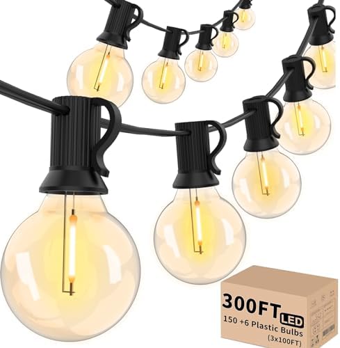300 FT Outdoor String Lights for Outside Patio 156 Bulbs Waterproof