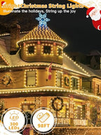 300 LED 98 FT Christmas Lights, Waterproof Outdoor String Lights with Remote and Timer, Christmas Tree Lights, alternate view