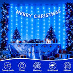 300 LED Blue Christmas Lights, Curtain Lights Plug in, 8 Modes Hanging String Lights for Bedroom Wall Window, alternate view