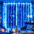 300 LED Blue Christmas Lights, Curtain Lights Plug in, 8 Modes Hanging String Lights for Bedroom Wall Window, alternate view