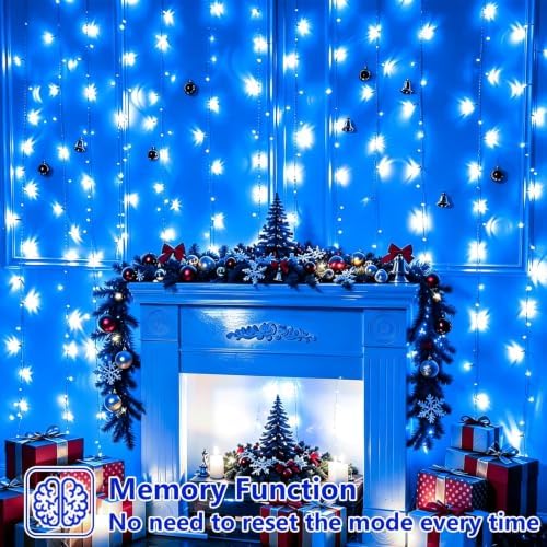 300 LED Blue Christmas Lights, Curtain Lights Plug in, 8 Modes Hanging String Lights for Bedroom Wall Window, alternate view