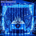 300 LED Blue Christmas Lights, Curtain Lights Plug in, 8 Modes Hanging String Lights for Bedroom Wall Window, alternate view