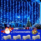 300 LED Blue Christmas Lights, Curtain Lights Plug in, 8 Modes Hanging String Lights for Bedroom Wall Window, alternate view