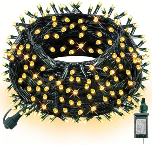 300 LED Christmas String Lights, 100 FT Connectable Waterproof String Lights Green Wire with 8 Modes, Christmas