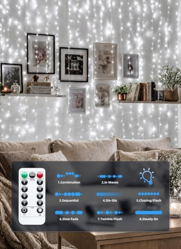 300 LED Curtain Lights, 9.8ftx9.8ft Winter Wonderland Decorations, alternate view 5