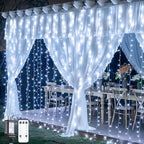 300 LED Curtain Lights, Indoor String Lights for Bedroom, White in White