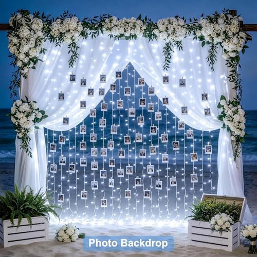 300 LED Curtain Lights, Indoor String Lights for Bedroom, White in White, alternate view 2