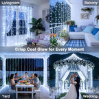 300 LED Curtain Lights, Indoor String Lights for Bedroom, White in White, alternate view 4