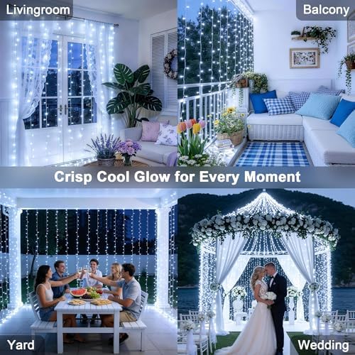 300 LED Curtain Lights, Indoor String Lights for Bedroom, White in White, alternate view 4