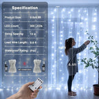 300 LED Curtain Lights, Indoor String Lights for Bedroom, White in White, alternate view 6