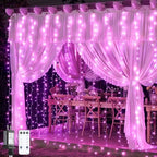 300 LED Curtain Lights, Pink String Lights for Bedroom, 9.8x9.8 ft in 9.8x9.8 ft