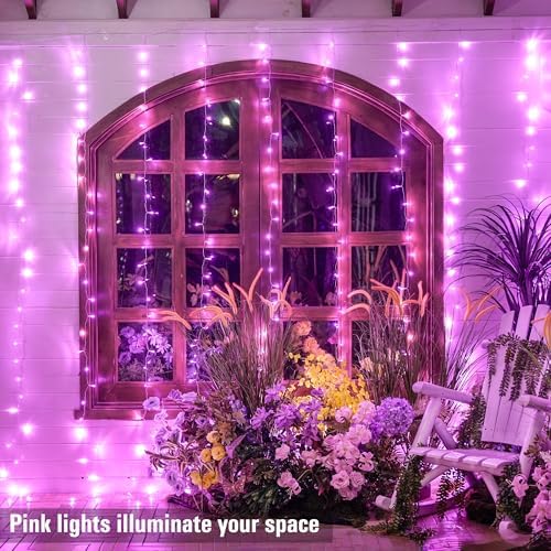 300 LED Curtain Lights, Pink String Lights for Bedroom, 9.8x9.8 ft in 9.8x9.8 ft, alternate view 4