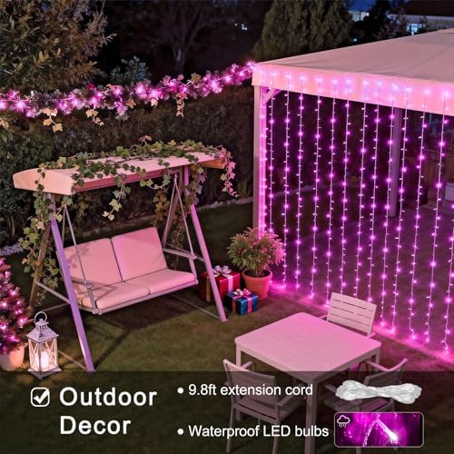 300 LED Curtain Lights, Pink String Lights for Bedroom, 9.8x9.8 ft in 9.8x9.8 ft, alternate view 6