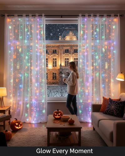 300 LED Curtain Lights, Remote Control Christmas Decorative Hanging String Lights, 8 Lighting Mode, USB Plug in, alternate