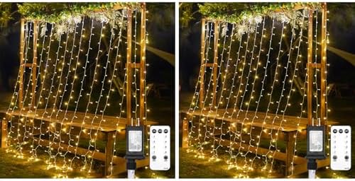 300 LED Curtain Lights Warm White 2PACK in Warm White