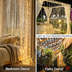 300 LED Curtain Lights Warm White 2PACK in Warm White, alternate view 2