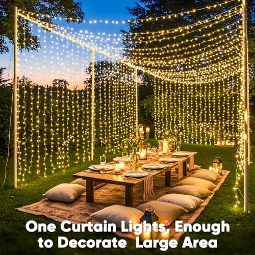 300 LED Curtain Lights Warm White 2PACK in Warm White, alternate view 4