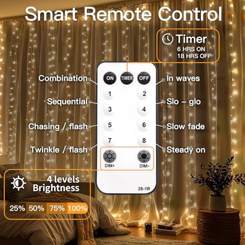 300 LED Curtain Lights Warm White 2PACK in Warm White, alternate view 5