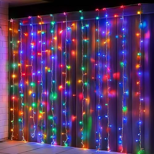 300 LED Curtain String Lights, Christmas Fairy Lights for Bedroom with 8 Lighting Modes, Connectable Waterproof