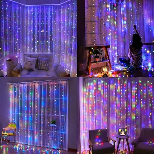 300 LED Curtain String Lights, Christmas Fairy Lights for Bedroom with 8 Lighting Modes, Connectable Waterproof, alternate