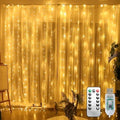 300 LED Curtain String Lights, Fairy String Lights with 8 Light Modes & Remote Controlled, 9.8x9.8ft Indoor