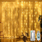 300 LED Curtain String Lights, Fairy String Lights with 8 Light Modes & Remote Controlled, 9.8x9.8ft Indoor