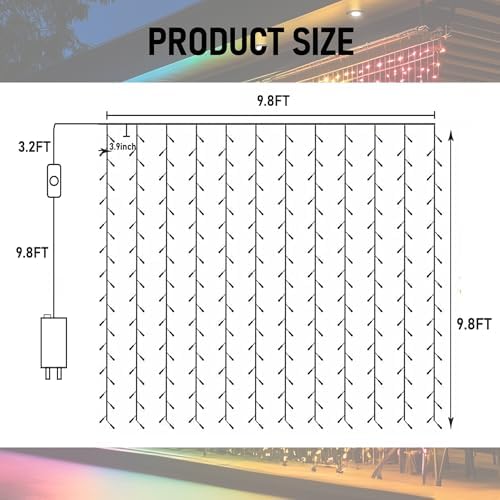 300 LED Curtain String Lights, RGB Color Changing Christmas Fairy Lights for Bedroom with Remote & APP Control, alternate