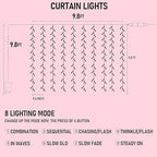 300 LED Curtain String Lights, Valentine's Day Fairy Lights for Bedroom with 8 Lighting Modes, Connectable, alternate view 2