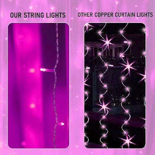 300 LED Curtain String Lights, Valentine's Day Fairy Lights for Bedroom with 8 Lighting Modes, Connectable, alternate view 3