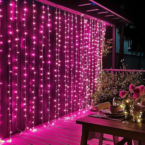 300 LED Curtain String Lights, Valentine's Day Fairy Lights for Bedroom with 8 Lighting Modes, Connectable, alternate view 6