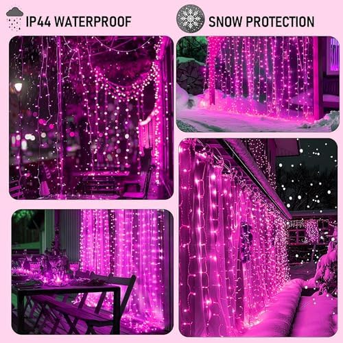 300 LED Curtain String Lights, Valentine's Day Fairy Lights for Bedroom with 8 Lighting Modes, Connectable, alternate view 7