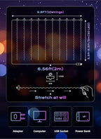 300 LED Fairy Curtain Lights, 9.8ft x 9.8ft Curtain String Lights in Multicolor, alternate view 2
