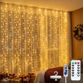 300 LED Fairy Curtain Lights, 9.8x9.8ft with Remote & 8 Modes, Warm White in 9.8x9.8ft in Warm White