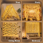 300 LED Fairy Curtain Lights, 9.8x9.8ft with Remote & 8 Modes, Warm White in 9.8x9.8ft in Warm White, alternate view 6
